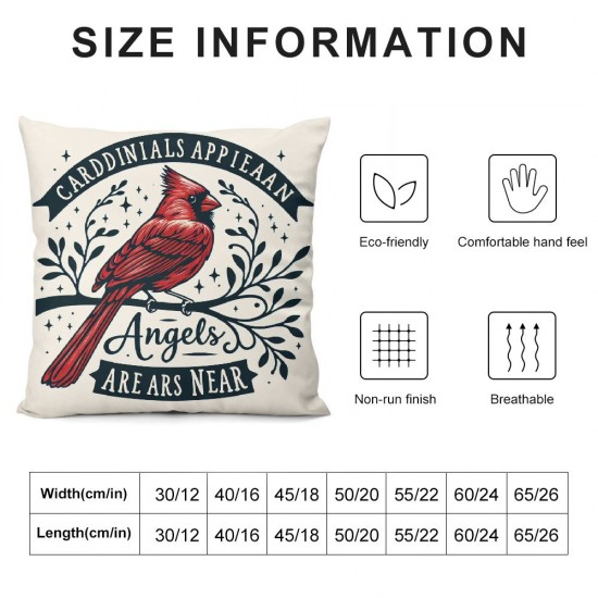 Ulloord Cardinalis Appear When are Near Throw Pillow Covers,Northern Cardinal Daily Life in Memory Commemorate Cushion Case for Sofa Couch