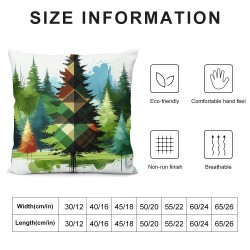 Ulloord Merry Christmas Trees Mottos Green Throw Pillow Covers,Hello Winter Holiday Cushion Case Decoration for Sofa Couch