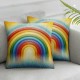 Ulloord AVOIN Happy St Patricks Day Saying Throw Pillow Cover, Watercolor Rainbow Lucky Clover Cushion Case for Sofa Couch