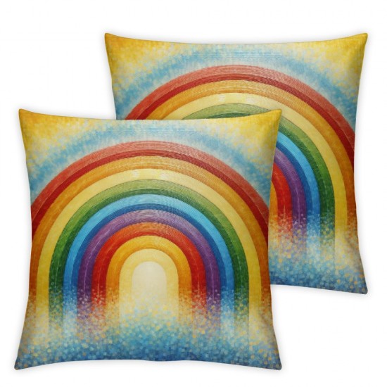 Ulloord AVOIN Happy St Patricks Day Saying Throw Pillow Cover, Watercolor Rainbow Lucky Clover Cushion Case for Sofa Couch