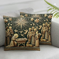 Ulloord Christmas O Holy Night Throw Pillow Covers, Christmas Saying Winter Holiday Cushion Case Decoration for Sofa Couch