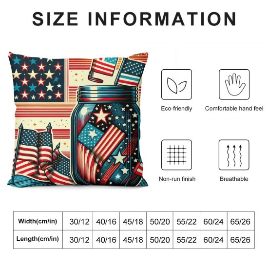 Ulloord Stripes Throw Pillow Covers, USA Flag Vases Decorations for Sofa Couch