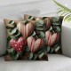 Ulloord Valentine's Day Stripes Pink Throw Pillow Cover, Eucalyptus Leaves Cushion Case Decoration for Sofa Couch