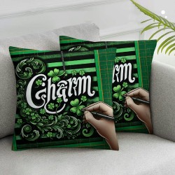 Ulloord ST Patricks Day Love Home Clover Throw Pillow Covers, Shamrocks Decoration for Sofa Couch