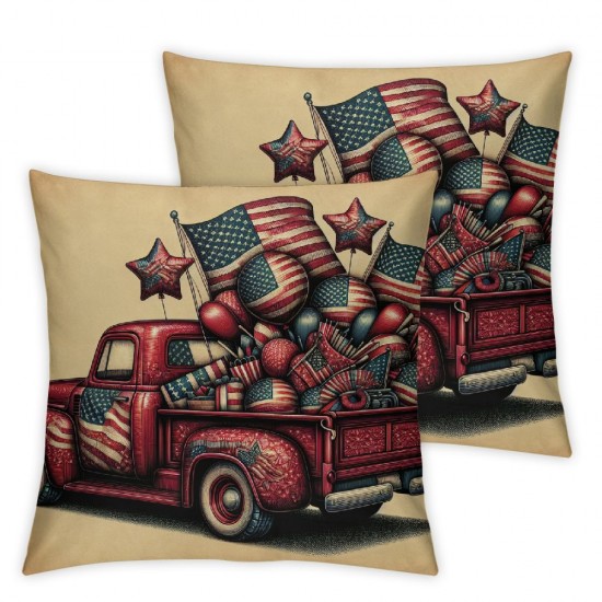 Ulloord Home of The Free Truck Stripes Throw Pillow Covers, Bow Tie Cushion Case for Sofa Couch