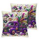 Ulloord Mardi Gras Truck Bead Throw Pillow Covers, Holiday Cushion Case Decoration for Sofa Couch