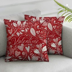 Ulloord Valentine's Day Red Leaves Floral Throw Pillow Cover,  Cushion Case Decoration for Sofa Couch