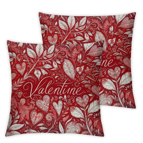 Ulloord Valentine's Day Red Leaves Floral Throw Pillow Cover,  Cushion Case Decoration for Sofa Couch