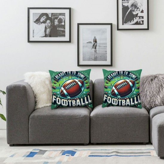 Ulloord  Ready for Some Football Throw Pillow Cover,  American Football Game Cushion Case Decoration for Sofa Couch