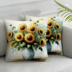 Ulloord Summer Sunflower Throw Pillow Covers, Stripes Cushion Case for Sofa Couch