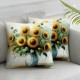 Ulloord Summer Sunflower Throw Pillow Covers, Stripes Cushion Case for Sofa Couch