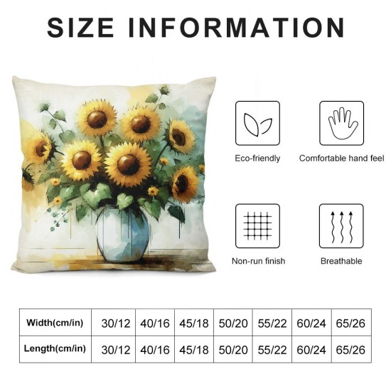 Ulloord Summer Sunflower Throw Pillow Covers, Stripes Cushion Case for Sofa Couch