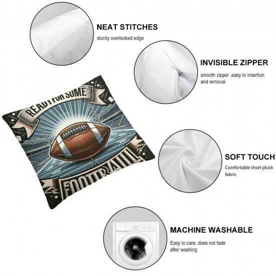 Ulloord  Ready for Some Football Throw Pillow Cover,  American Football Game Cushion Case Decoration for Sofa Couch