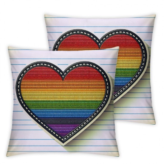 Ulloord Progress Pride Rainbow Stripes Throw Pillow Covers, p.s. LGBTQ Community Transgender Bisexual Cushion Case for Sofa Couch