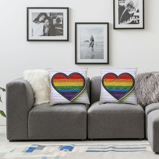 Ulloord Progress Pride Rainbow Stripes Throw Pillow Covers, p.s. LGBTQ Community Transgender Bisexual Cushion Case for Sofa Couch