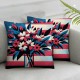 Ulloord  Patriotic 4th of July Flower Stripes Throw Pillow Cover, Patriotic Pillows Independence Memorial Day Cushion Case for Sofa Couch