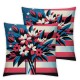 Ulloord  Patriotic 4th of July Flower Stripes Throw Pillow Cover, Patriotic Pillows Independence Memorial Day Cushion Case for Sofa Couch