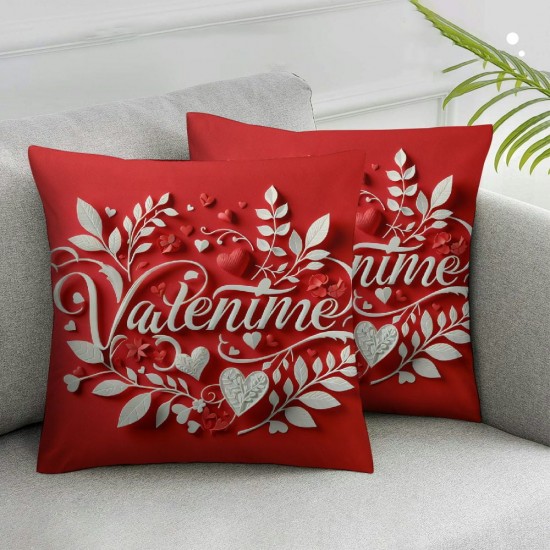 Ulloord Valentine's Day Red Leaves Floral Throw Pillow Cover,  Cushion Case Decoration for Sofa Couch