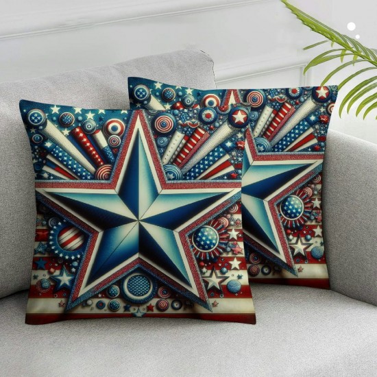 Ulloord Pillow Covers Red Stripes Stars Throw Pillowcase Modern Cushion Case Pillowcase Decorations for Sofa Couch