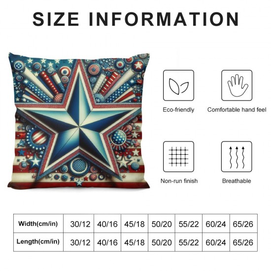 Ulloord Pillow Covers Red Stripes Stars Throw Pillowcase Modern Cushion Case Pillowcase Decorations for Sofa Couch