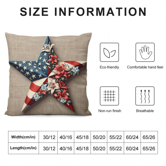 Ulloord  4th of July Pillow Covers  American Flag Floral Stars Throw Pillowcase Independence Day Farmhouse Cushion Case Pillowcase Decorations for Sofa Couch