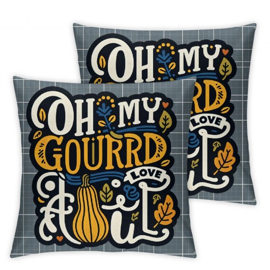 Ulloord  Fall Pillow Covers  Oh My Gourd I Love Fall Throw Pillowcase Holiday Home Decor Sofa Bedroom Cushion Case Outdoor Indoor Decorations