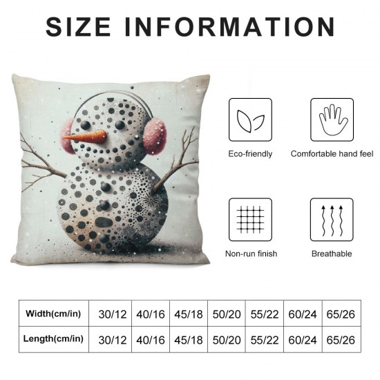 Ulloord Christmas Pillow Covers Black Throw Pillows Snowman Pink Pillowcase Home Decor Living Room Decorative Cushion Case for Sofa