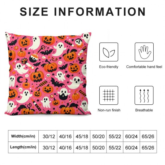 Ulloord Halloween Pillow Covers  Ghost Pumpkins Pink Linen Pillowcase Holiday Farmhouse Throw Pillows Indoor Outdoor Couch Cushion Case for Home Sofa Decor