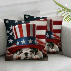 Ulloord Pillow Covers Funny Dog Throw Pillow Covers American Flag Cushion Case Pillowcase Decorations for Sofa Couch