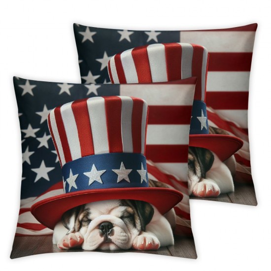 Ulloord Pillow Covers Funny Dog Throw Pillow Covers American Flag Cushion Case Pillowcase Decorations for Sofa Couch