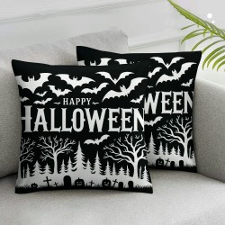 Ulloord Halloween Pillow Covers Happy Halloween Black Pillowcase Decorative Holiday Farmhouse Throw Pillows Indoor Outdoor Couch Cushion Case for Home Sofa Decor