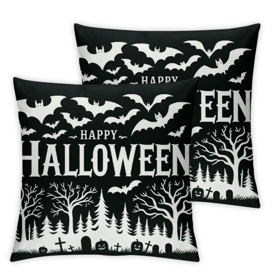 Ulloord Halloween Pillow Covers Happy Halloween Black Pillowcase Decorative Holiday Farmhouse Throw Pillows Indoor Outdoor Couch Cushion Case for Home Sofa Decor