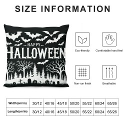 Ulloord Halloween Pillow Covers Happy Halloween Black Pillowcase Decorative Holiday Farmhouse Throw Pillows Indoor Outdoor Couch Cushion Case for Home Sofa Decor