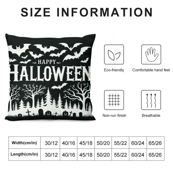 Ulloord Halloween Pillow Covers Happy Halloween Black Pillowcase Decorative Holiday Farmhouse Throw Pillows Indoor Outdoor Couch Cushion Case for Home Sofa Decor