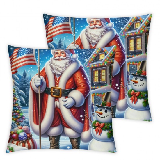 Ulloord Christmas Pillow Covers American Flag Throw Pillows Pillowcase Home Decor Living Room House Decorative Cushion Case for Sofa Couch