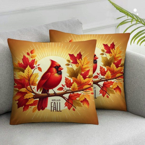 Ulloord Fall Pillow Covers Cardinal Bird Throw Pillowcase Thanksgiving Holiday Home Decor Sofa Bedroom Cushion Case Outdoor Indoor Decorations