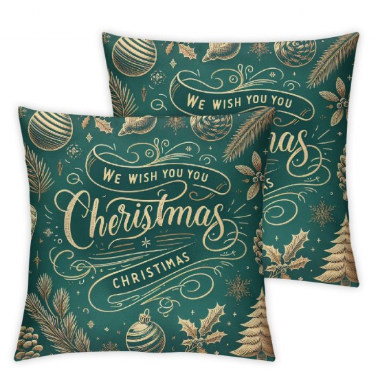 Ulloord Christmas Pillow Covers Throw Pillow Covers Teal Winter Pillowcase Home Decor Living Room House Decorative Cushion Case for Sofa Couch