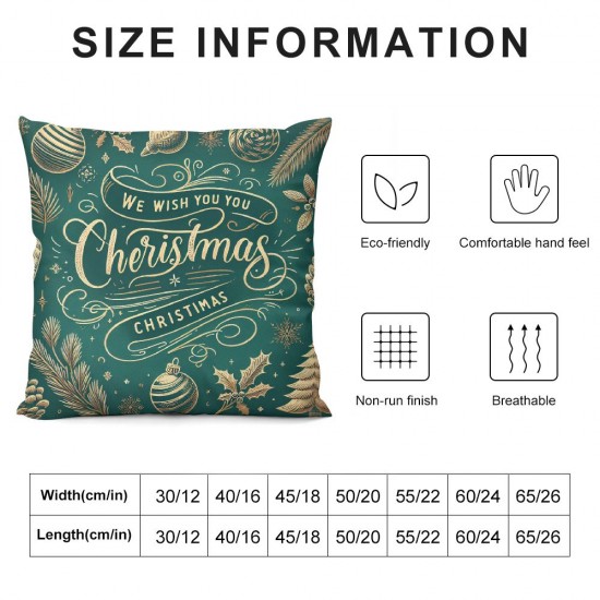 Ulloord Christmas Pillow Covers Throw Pillow Covers Teal Winter Pillowcase Home Decor Living Room House Decorative Cushion Case for Sofa Couch