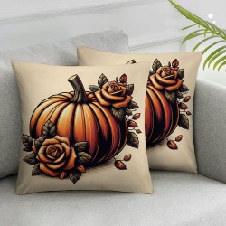 Ulloord Fall Pillow Covers Fall Pumpkin Floral Throw Pillowcase Thanksginving Holiday Home Decor Sofa Bedroom Cushion Case Outdoor Indoor Decorations