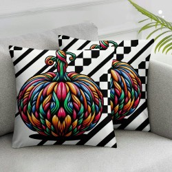 Ulloord Fall Pillow Covers Checked Fall Pumpkin Throw Pillowcase Holiday Thanksgiving Home Decor Sofa Bedroom Cushion Case Outdoor Indoor Decorations