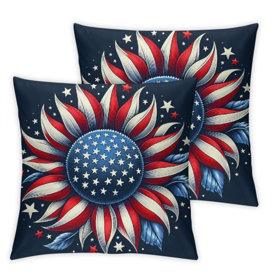 Ulloord Pillow Covers American Flag Sunflower Butterfly Throw Pillow Covers Cushion Case Pillowcase Decorations for Sofa Couch