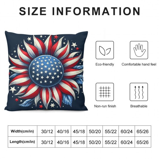 Ulloord Pillow Covers American Flag Sunflower Butterfly Throw Pillow Covers Cushion Case Pillowcase Decorations for Sofa Couch