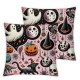 Ulloord Happy Halloween Cute Ghost Groovy Pink Throw Pillow Covers, Flowers Cushion Case for Sofa Couch