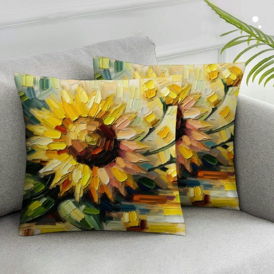 Ulloord Summer Sunflower Bow Tie Throw Pillow Covers, Stripes Cushion Case for Sofa Couch