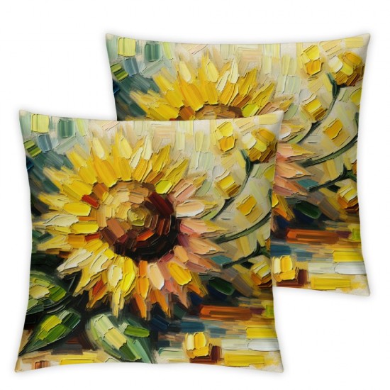 Ulloord Summer Sunflower Bow Tie Throw Pillow Covers, Stripes Cushion Case for Sofa Couch