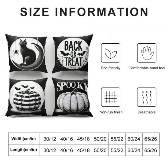 Ulloord Happy Halloween Throw Pillow Covers, Pumpkin Cushion Case for Sofa Couch