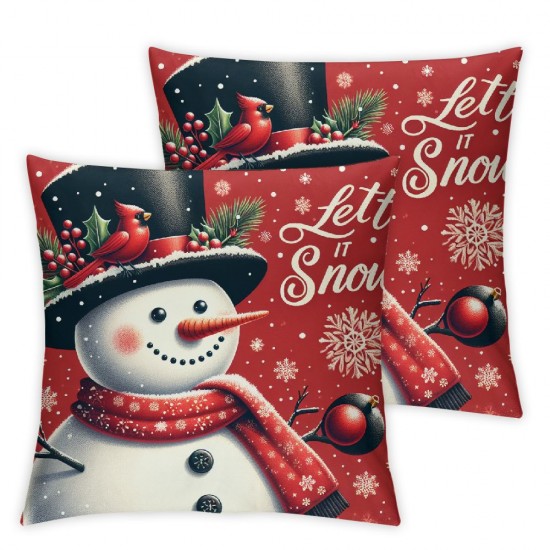 Ulloord  Snowman Christmas Red Throw Pillow Cover, Inch Winter Holiday Cushion Case Decoration for Sofa Couch