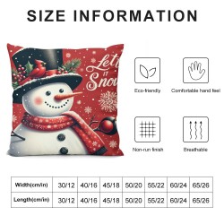 Ulloord  Snowman Christmas Red Throw Pillow Cover, Inch Winter Holiday Cushion Case Decoration for Sofa Couch