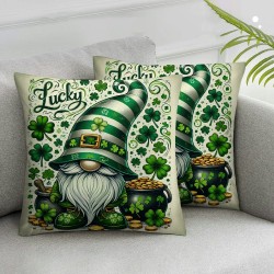 Ulloord St Patricks Day Hat Clover Gnome Throw Pillow Cover,  Cushion Case Decoration for Sofa Couch