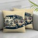 Ulloord Never Stop Crowing Throw Pillow Covers, Wreath Bus Cushion Case for Sofa Couch